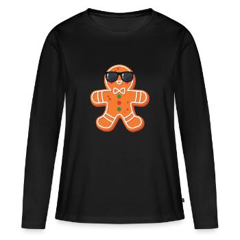 Lebkuchenmann - Frauen Premium Bio Langarmshirt - Schwarz - Vorne - Julia (174cm)