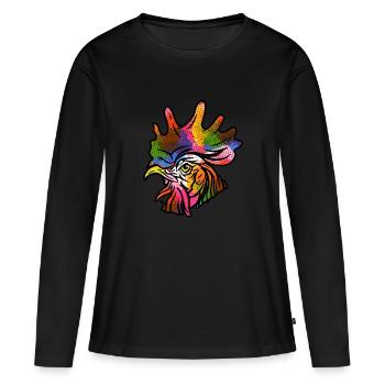 Coq - T-shirt manches longues Premium bio Femme - noir - Devant - Julia (174cm)