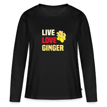 Chemise au gingembre - T-shirt manches longues Premium bio Femme - noir - Devant - Julia (174cm)