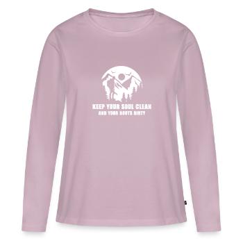 Errer - T-shirt manches longues Premium bio Femme - rose poudré - Devant - Julia (174cm)