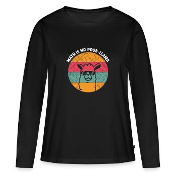 Mathe Lama Prob-Lama - Frauen Premium Bio Langarmshirt - Schwarz - Vorne - Julia (174cm)