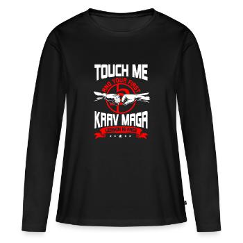 Krav Maga Shirt - Frauen Premium Bio Langarmshirt - Schwarz - Vorne - Julia (174cm)