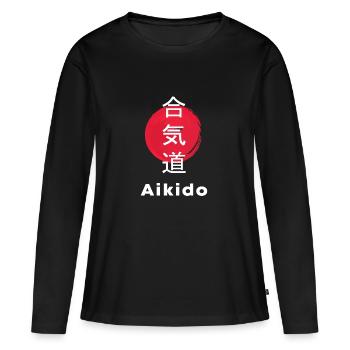 Aïkido - T-shirt manches longues Premium bio Femme - noir - Devant - Julia (174cm)