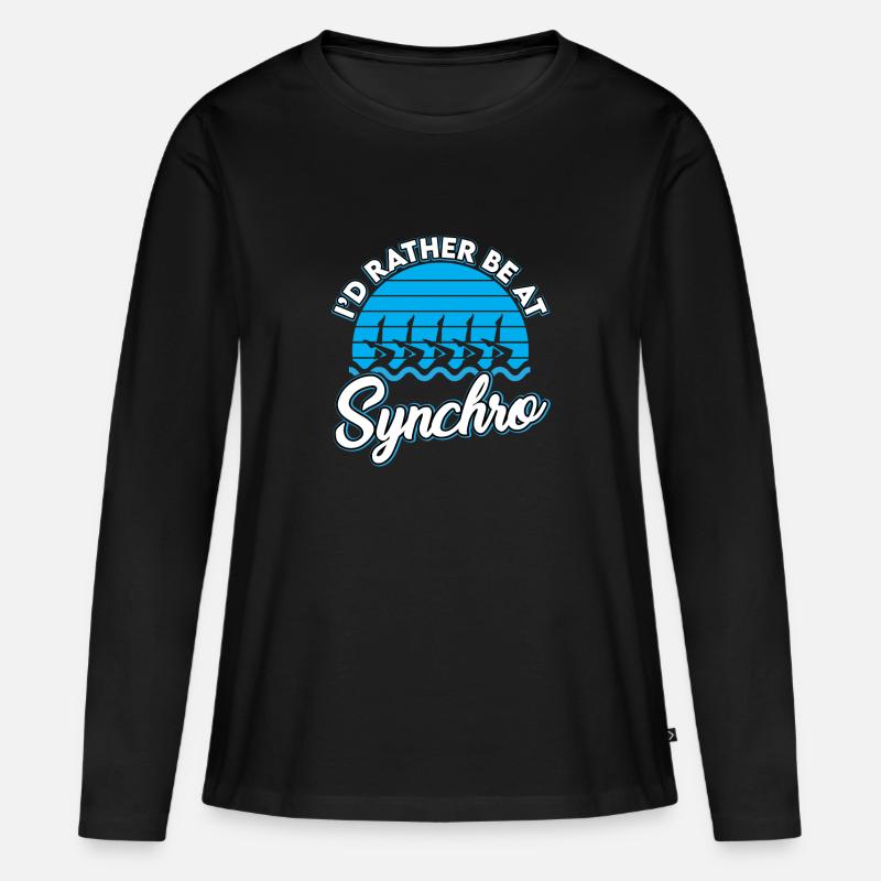Synchronschwimmen - Frauen Premium Bio Langarmshirt - Schwarz