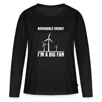 Éolienne d’énergie renouvelable - T-shirt manches longues Premium bio Femme - noir - Devant - Julia (174cm)