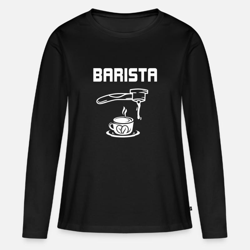Barista - Frauen Premium Bio Langarmshirt - Schwarz