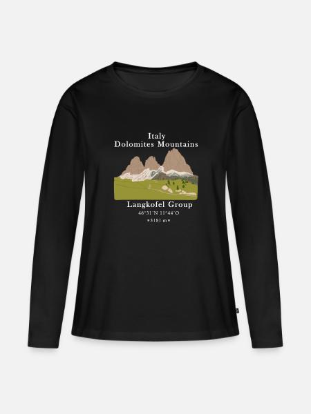 Italien Dolomiten Langkofel Gruppe Berge - Frauen Premium Bio Langarmshirt - Schwarz