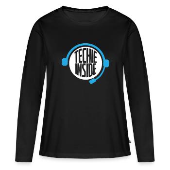 Techie Inside Tech Support Headset - Women's Premium Organic Long Sleeve Shirt - black - Front - Julia (174cm)