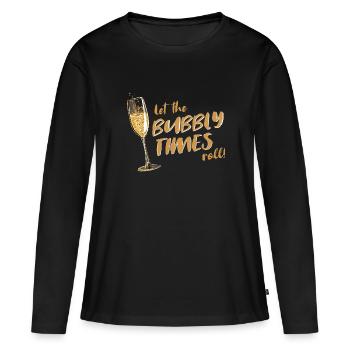 et Prosecco - Bubbly Times - T-shirt manches longues Premium bio Femme - noir - Devant - Julia (174cm)