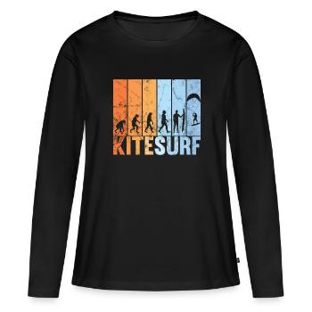 Kitesurfing evolution retro kitesurfer athlet - Frauen Premium Bio Langarmshirt - Schwarz - Vorne - Julia (174cm)