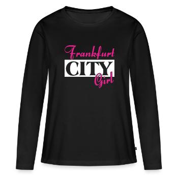 City Girl Frankfurt Städtenamen Outfit - Frauen Premium Bio Langarmshirt - Schwarz - Vorne - Julia (174cm)