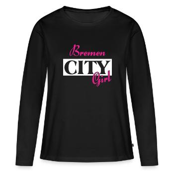Bremen City Girl Städtenamen Outfit - Frauen Premium Bio Langarmshirt - Schwarz - Vorne - Julia (174cm)