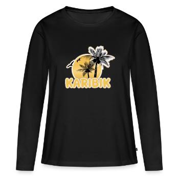 Vacances Caraïbes - T-shirt manches longues Premium bio Femme - noir - Devant - Julia (174cm)