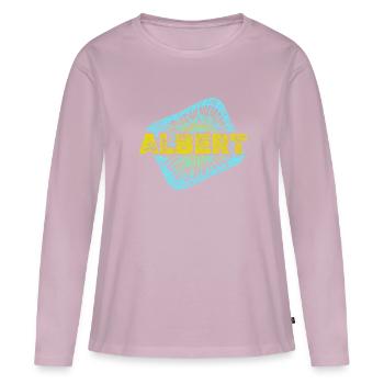 Albert comme loisir - T-shirt manches longues Premium bio Femme - rose poudré - Devant - Julia (174cm)