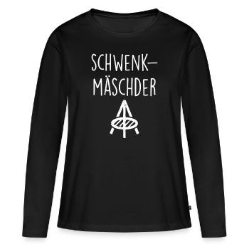 Typisch saarländisch Schwenkmäschder - Frauen Premium Bio Langarmshirt - Schwarz - Vorne - Julia (174cm)