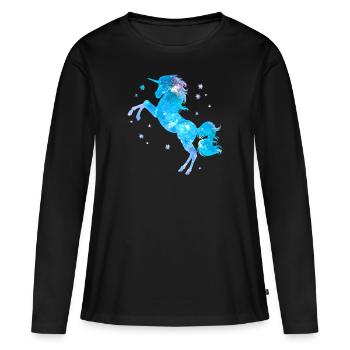 Licorne galaxy - T-shirt manches longues Premium bio Femme - noir - Devant - Julia (174cm)