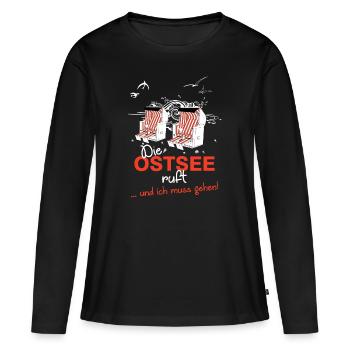 Die Ostsee ruft - Frauen Premium Bio Langarmshirt - Schwarz - Vorne - Julia (174cm)