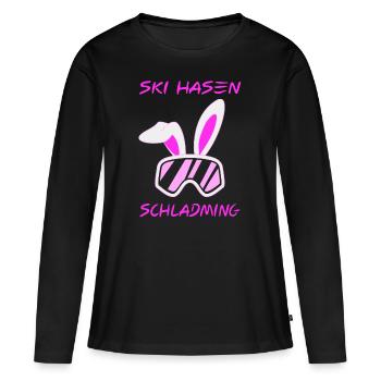 Skihasen Schladming - Frauen Premium Bio Langarmshirt - Schwarz - Vorne - Julia (174cm)