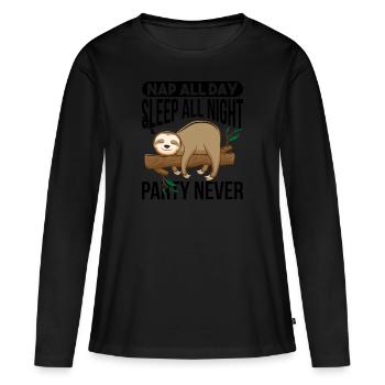 Nickerchen den ganzen Tag den ganzen Tag schlaf - Frauen Premium Bio Langarmshirt - Schwarz - Vorne - Julia (174cm)
