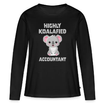 Comptable hautement koalafié - T-shirt manches longues Premium bio Femme - noir - Devant - Julia (174cm)