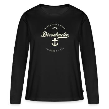 super belle fille décontractée du bord de mer - T-shirt manches longues Premium bio Femme - noir - Devant - Julia (174cm)