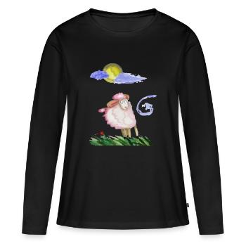 Schaf im Wind - Frauen Premium Bio Langarmshirt - Schwarz - Vorne - Julia (174cm)