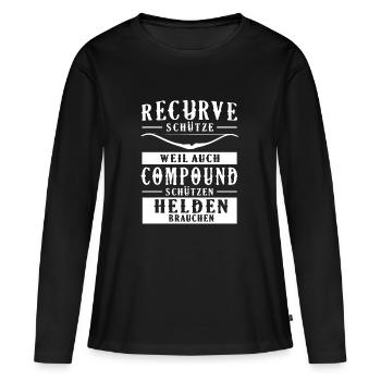 Bogenschießen Bogenschütze Recurve - Frauen Premium Bio Langarmshirt - Schwarz - Vorne - Julia (174cm)