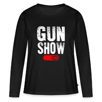 Gun Show Mode ON - T-shirt manches longues Premium bio Femme - noir - Devant - Julia (174cm)