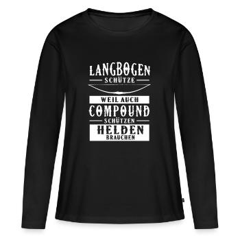 Langbogen Helden Bogenschiessen Traditionell - Frauen Premium Bio Langarmshirt - Schwarz - Vorne - Julia (174cm)