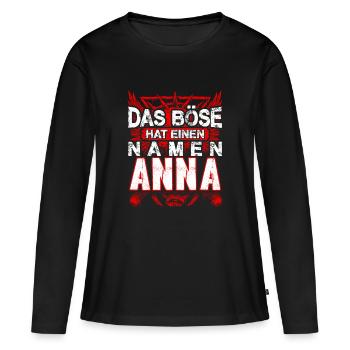 ANNA - Böse - Frauen Premium Bio Langarmshirt - Schwarz - Vorne - Julia (174cm)