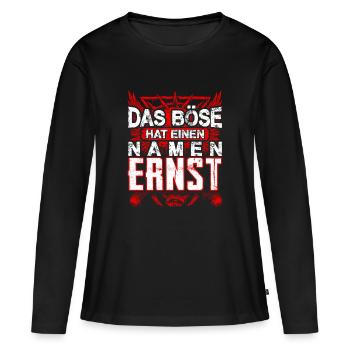 ERNST - Name - Frauen Premium Bio Langarmshirt - Schwarz - Vorne - Julia (174cm)