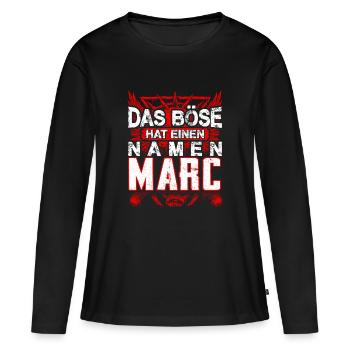 MARC - Name - Frauen Premium Bio Langarmshirt - Schwarz - Vorne - Julia (174cm)