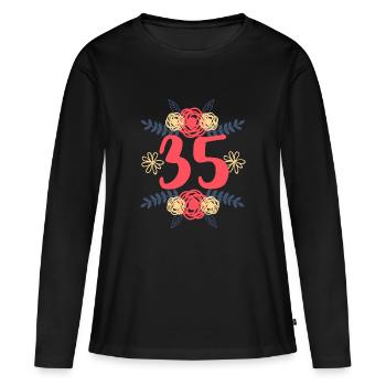 35th birthday gift - 35 years old - 35th birthday - Women's Premium Organic Long Sleeve Shirt - black - Front - Julia (174cm)