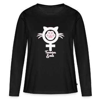 Chats de féminisme - T-shirt manches longues Premium bio Femme - noir - Devant - Julia (174cm)