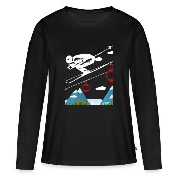 Ski skiing vacation skiing - Women's Premium Organic Long Sleeve Shirt - black - Front - Julia (174cm)