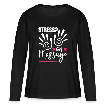 massage - T-shirt manches longues Premium bio Femme - noir - Devant - Julia (174cm)