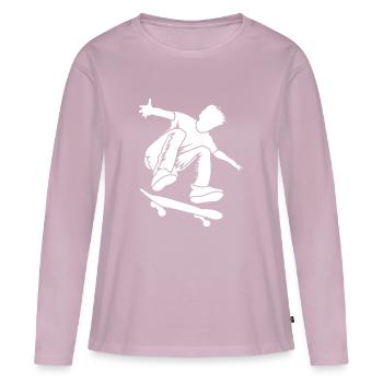 skate, skateboard, skateboarding - T-shirt manches longues Premium bio Femme - rose poudré - Devant - Julia (174cm)
