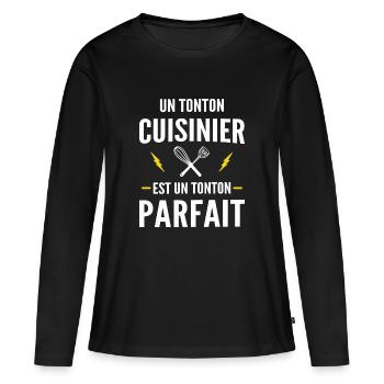 un tonton cuisinier est un tonton parfait - T-shirt manches longues Premium bio Femme - noir - Devant - Julia (174cm)