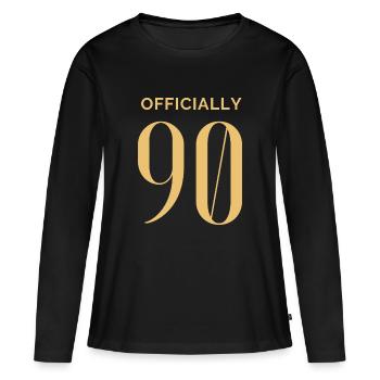 Offiziell 90 90. Geburtstag - Frauen Premium Bio Langarmshirt - Schwarz - Vorne - Julia (174cm)