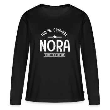 Nora Geschenk tshirt benutzerdefinierten Vorname nora, Nora - Frauen Premium Bio Langarmshirt - Schwarz - Vorne - Julia (174cm)