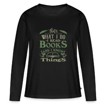 Lecture - T-shirt manches longues Premium bio Femme - noir - Devant - Julia (174cm)