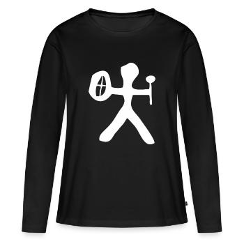 batteur chaman - T-shirt manches longues Premium bio Femme - noir - Devant - Julia (174cm)