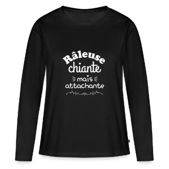 Raleuse chiante mais attachante 1 - T-shirt manches longues Premium bio Femme - noir - Devant - Julia (174cm)