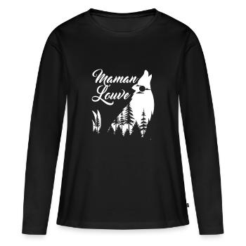 Maman louve 4 - T-shirt manches longues Premium bio Femme - noir - Devant - Julia (174cm)