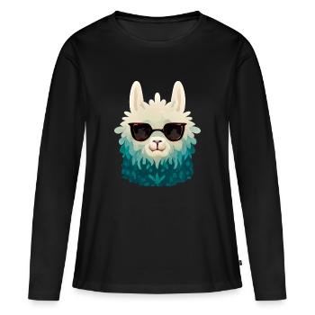 Flamme - T-shirt manches longues Premium bio Femme - noir - Devant - Julia (174cm)