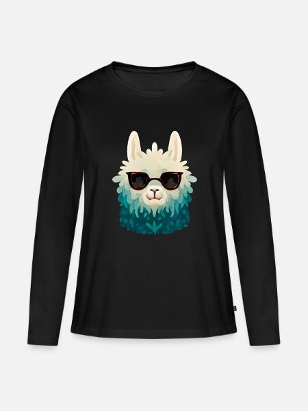 Llama - Premium økologisk langærmet T-shirt til kvinder - sort