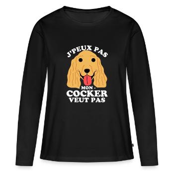 JE PEUX PAS MON COCKER VEUT PAS 4 - T-shirt manches longues Premium bio Femme - noir - Devant - Julia (174cm)