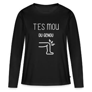 T'es mou du genou - T-shirt manches longues Premium bio Femme - noir - Devant - Julia (174cm)