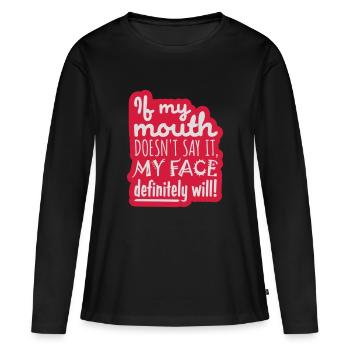 Mon visage le fera certainement - T-shirt manches longues Premium bio Femme - noir - Devant - Julia (174cm)