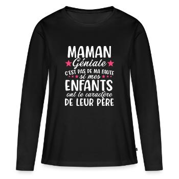 Maman géniale cadeau humour maman noël fête - T-shirt manches longues Premium bio Femme - noir - Devant - Julia (174cm)
